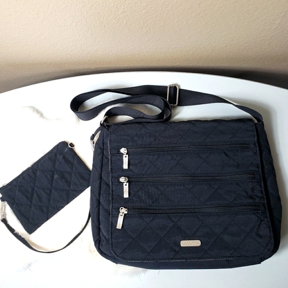Baggallini Crossbody Quilted Messenger Bag with Padded Divider, Attached Pouch - Picture 1 of 13